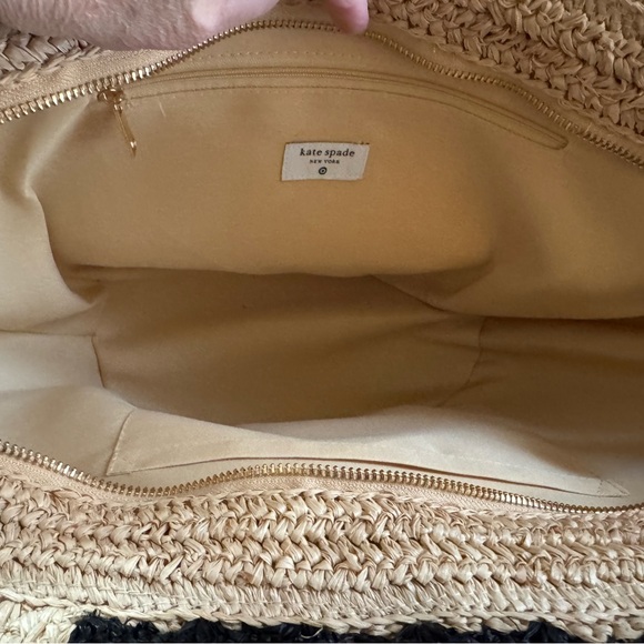 Kate Spade Natural Woven Tote with Black Trim - Picture 2 of 2